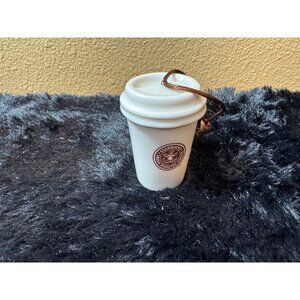 Starbucks Coffee Cup 2011 Ceramic Ornament With Brown Hanging Cord